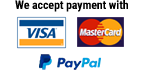 We accept payment with VISA, MasterCard, and PayPal.